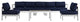 Modway Shore 6 Piece Outdoor Patio Aluminum Sectional Sofa Set, Silver Navy