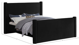 Elias Upholstered Bed, Black, Full, Velvet