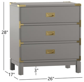 Loretta Gold finish Wood 3-Drawer Nightstand, Gray