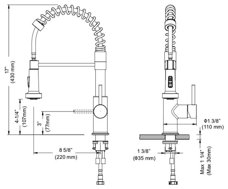 Blossom Lead Free, Solid Brass, Single Handle, Pull Out Kitchen Faucet, Matte Bl