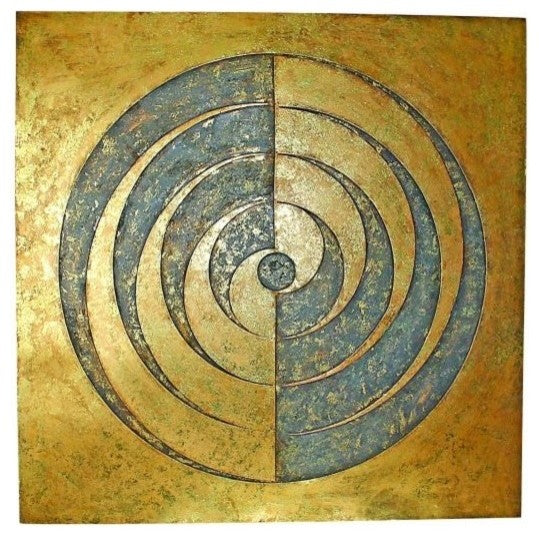 Gold Metal Swirl Spiral Wall Art, Modern Geometric Plaque