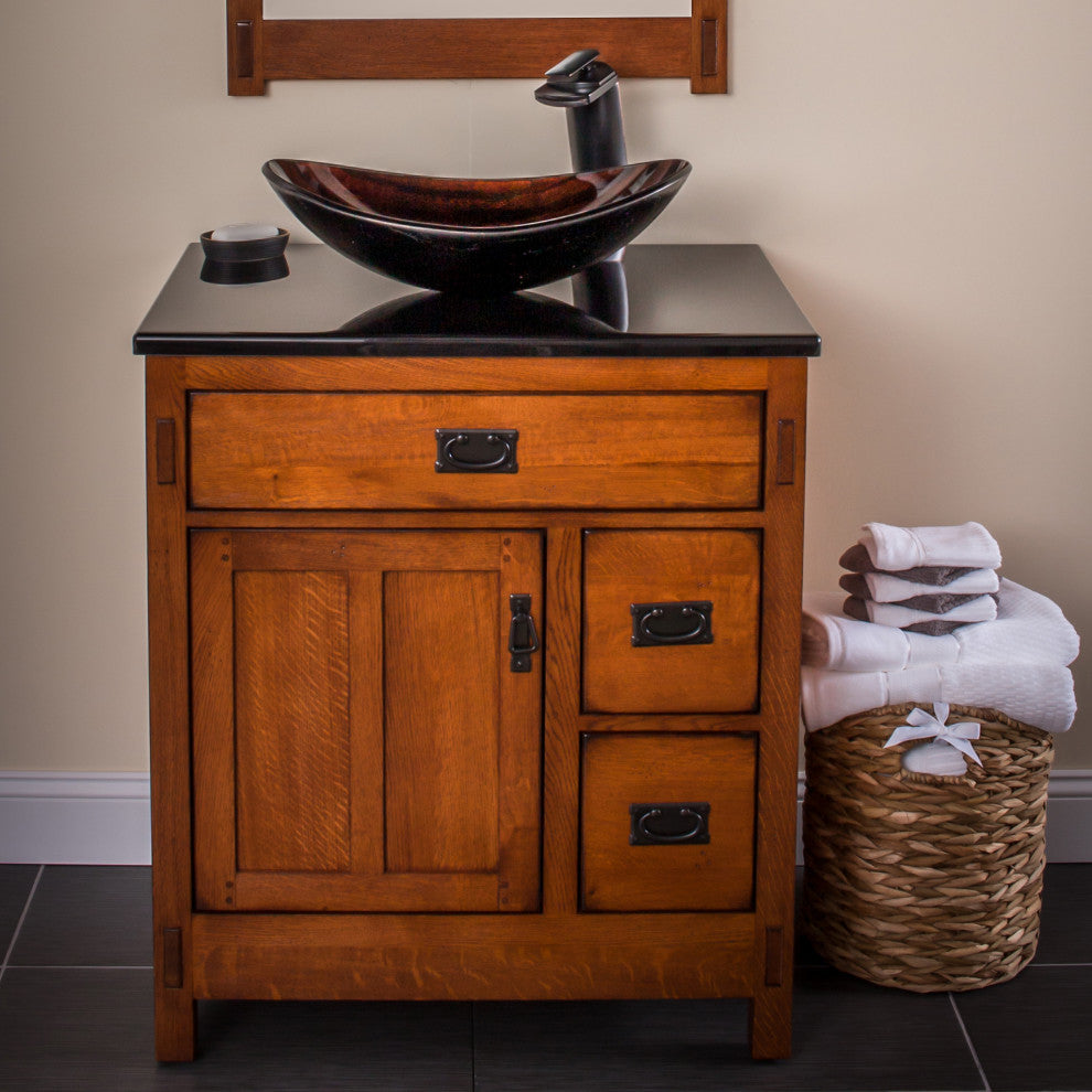 Volle Glass Vessel Sink and Drain, Oil Rubbed Bronze