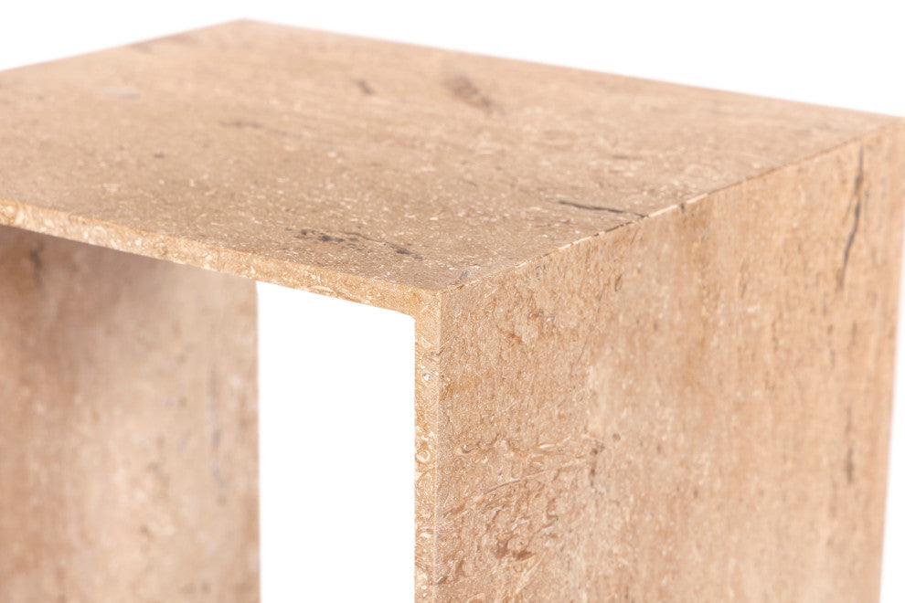 Canova Travertine End Table, Beige, End Table
