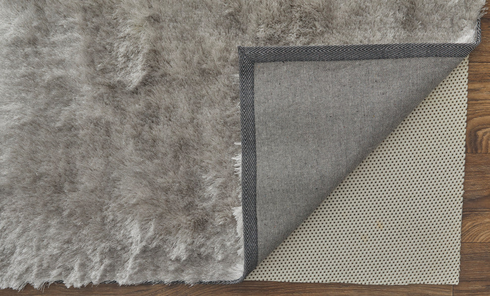 Weave & Wander Melba Plush Shag Rug, Platinum, 2'x3'4"