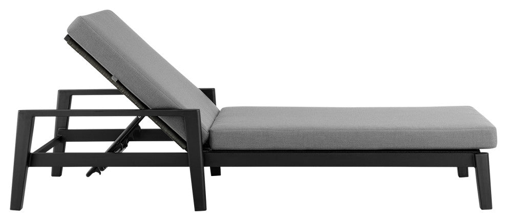 Grand Outdoor Adjustable Chaise Lounge Chair, Aluminum With Gray Cushions