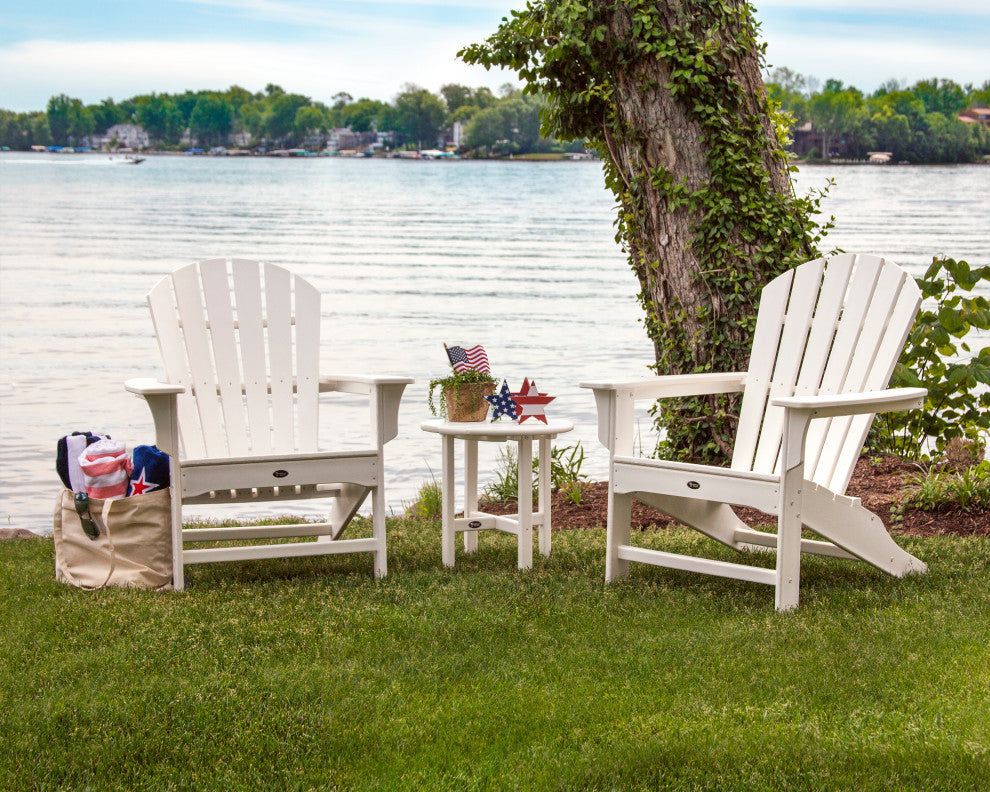 Yacht Club Shellback 3-Piece Adirondack Set, Classic White
