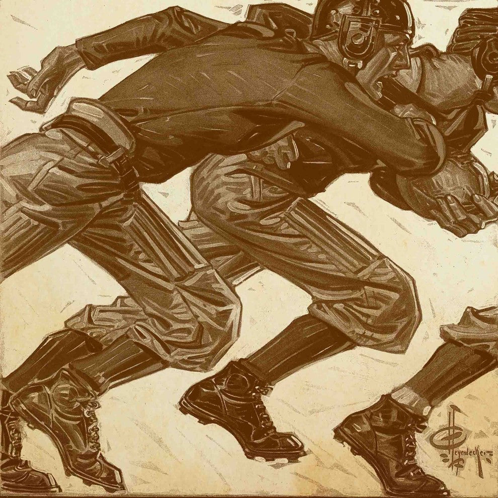 "Football Players Colorized Version" Artwork by J.C. Leyendecker