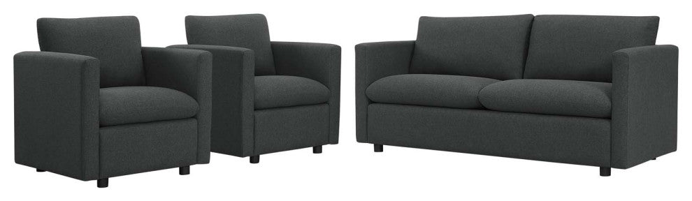 Armchair and Loveseat Sofa Set, Fabric, Gray, Modern, Lounge Hospitality
