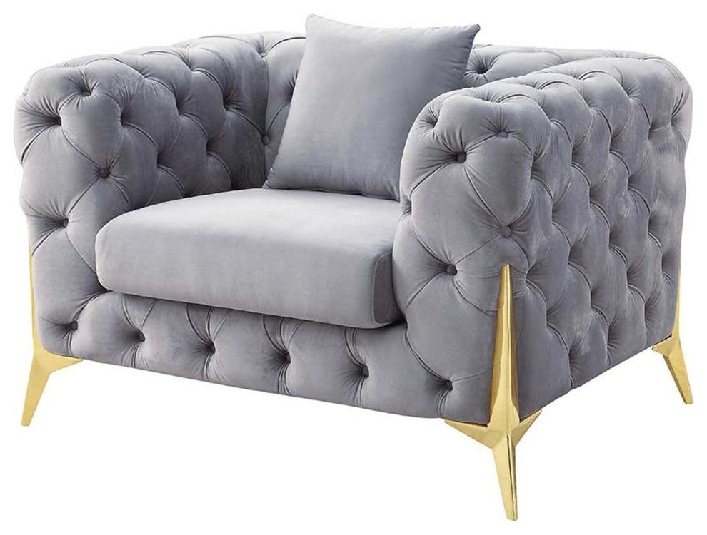 Velvet Upholstery Chair, Gray