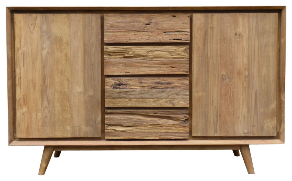 Recycled Teak Wood Gizos Bathroom Linen Cabinet With 2 Doors/4 Drawers