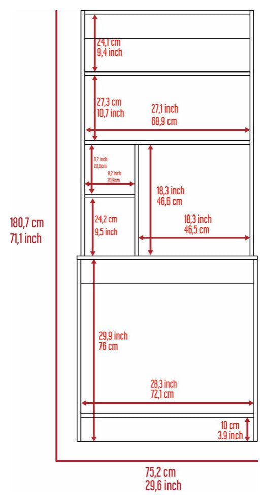 Sawgrass Computer Desk With Hutch, With 4 Shelves, Black Wengue
