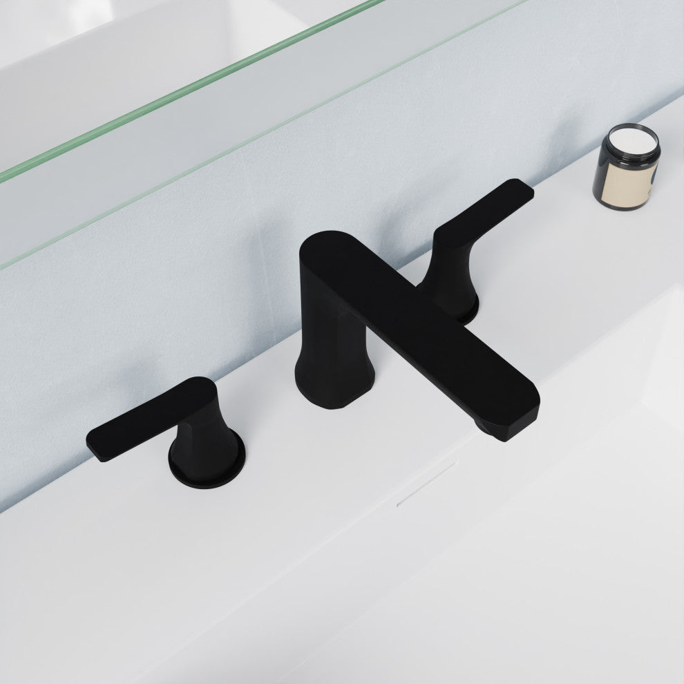 2-Handle 3-Hole Widespread Bathroom Faucet, Matte Black