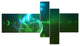 Glowing Green Circles, Abstract Canvas art print, 60"x32", 5 panels