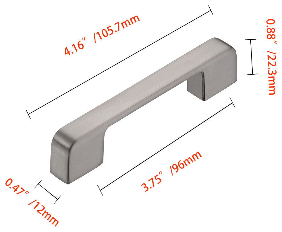 Utopia Alley Zinc Cabinet Pull, 3.75"/5.0" Center to Center, Brushed Nickel, 3.75", 1 Pack