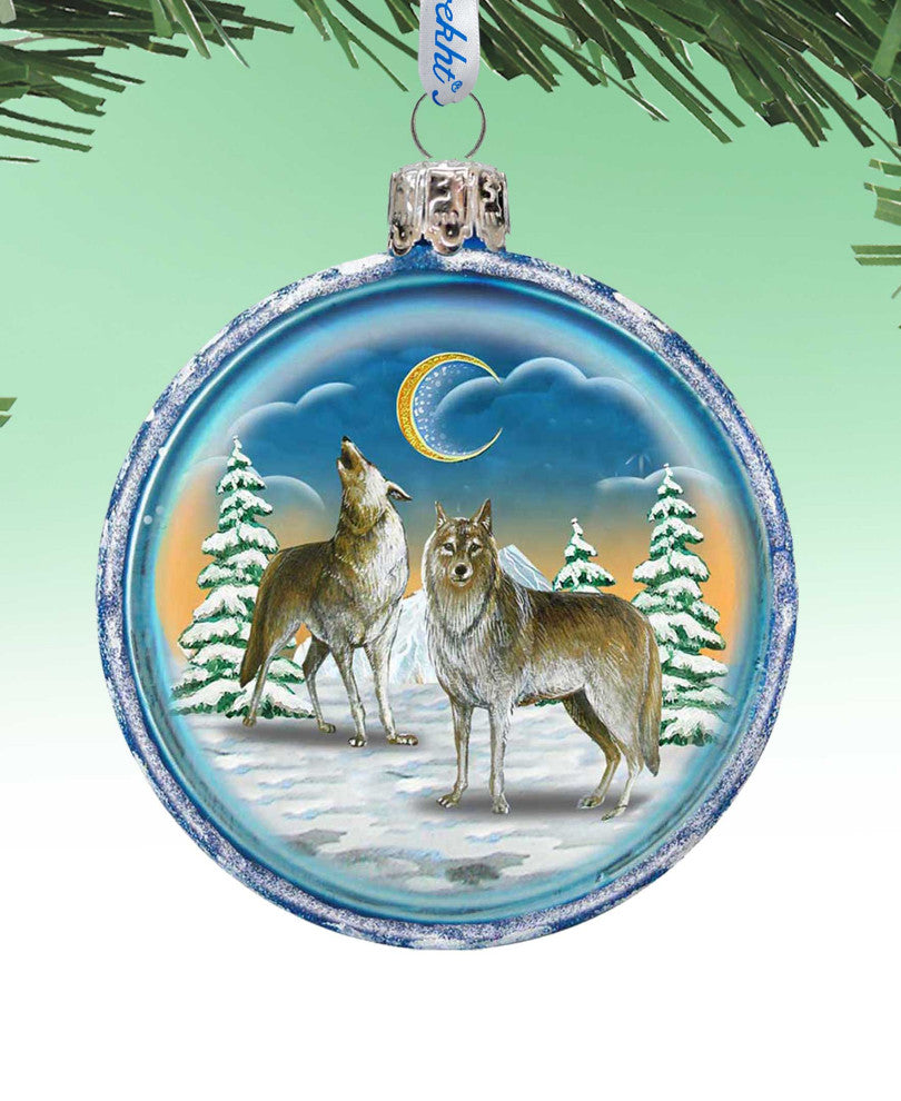 Wolves Glass Ornament Christmas Decor