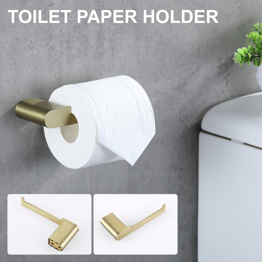 4-Piece Bathroom Wall Mount Towel Rack Set, Brushed Gold