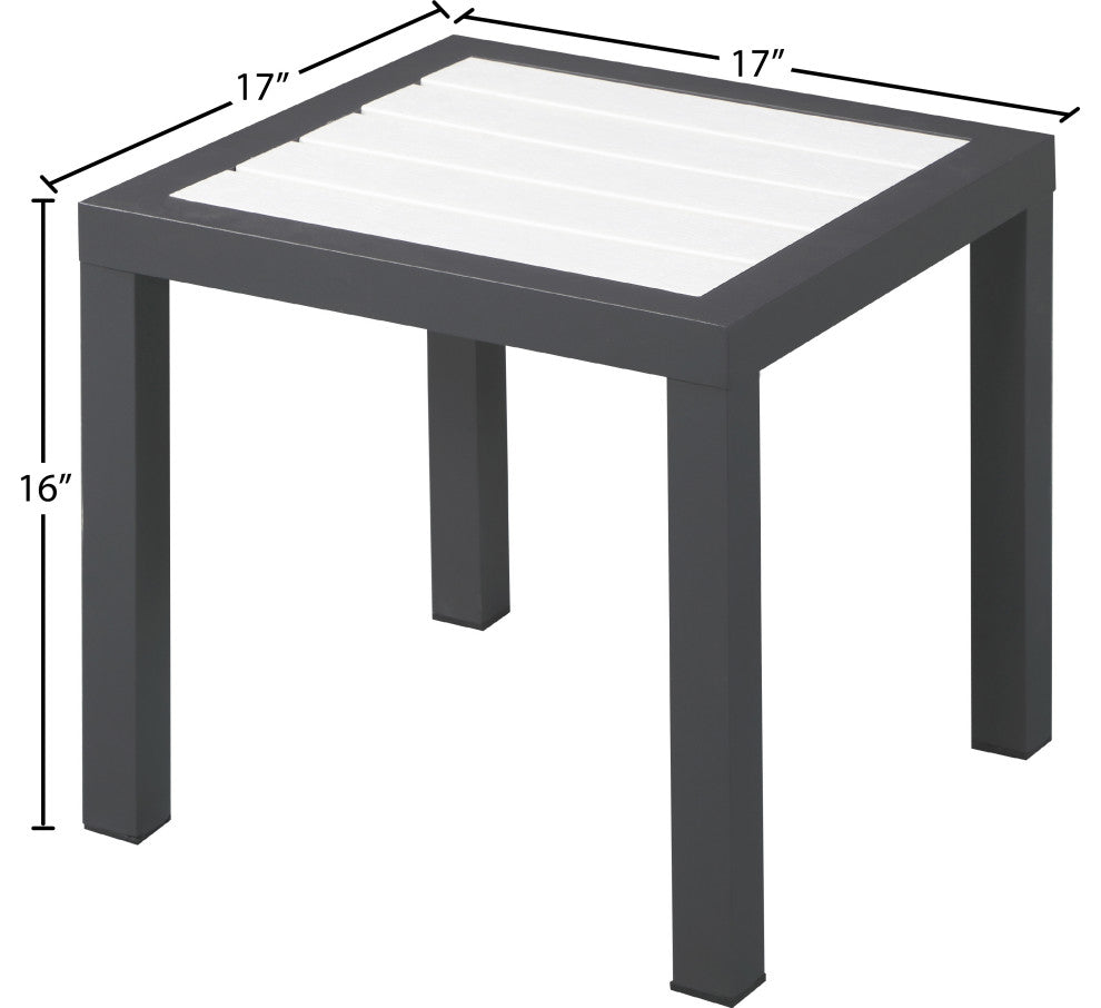 Nizuc Outdoor Patio Aluminum End Table, White