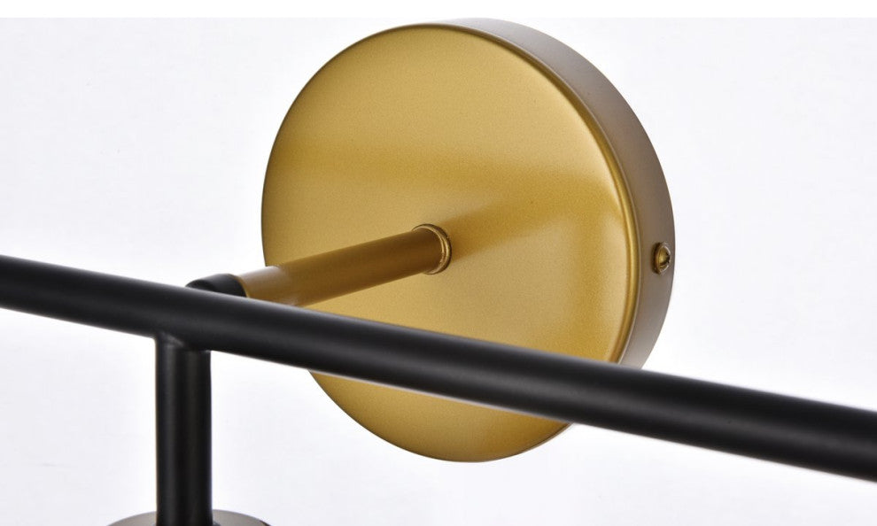 Helen 3-Light Bath Sconce, Black With Brass With Frosted Shade