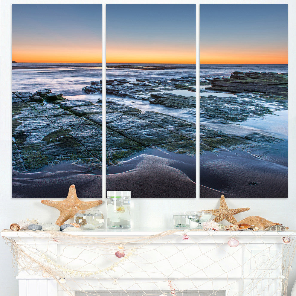"Sunrise Over Wide Sydney Ocean" Metal Wall Art, 3 Panels, 36"x28"