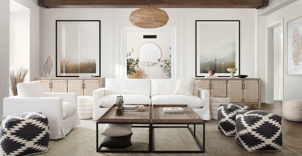 Savannah Slip-Cover Sofa in White Natural Linen by Diamond Sofa