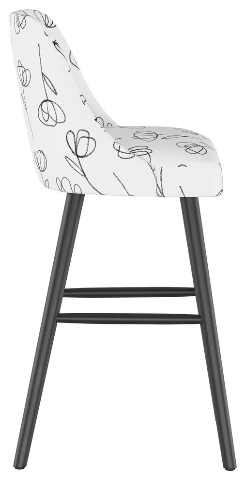 Markham Rounded Back Bar Stool, Contoured Tulips White