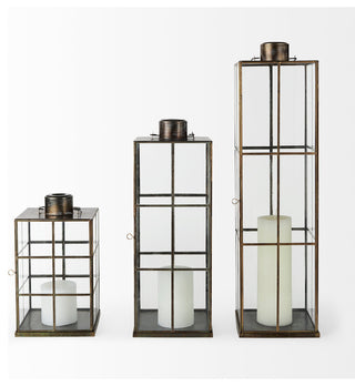 Grimwig, Small, 8Lx8Wx15H Gold Glass Lantern