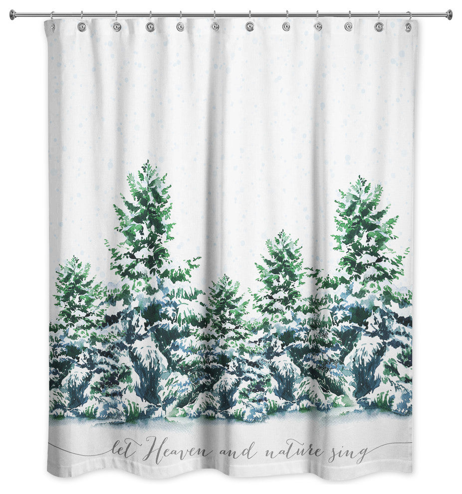Snowy Winter Forest 71x74 Shower Curtain