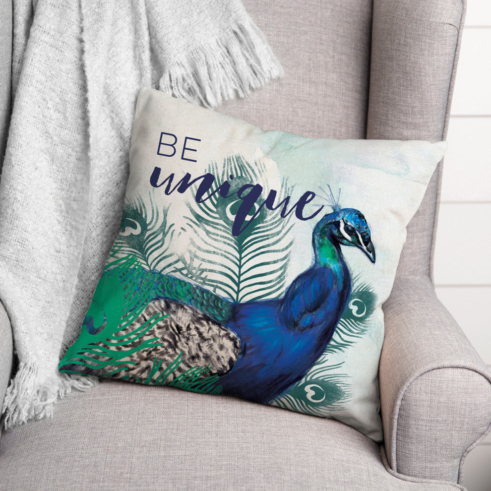 Sketchy Peacock 3 20x20 Spun Poly Pillow