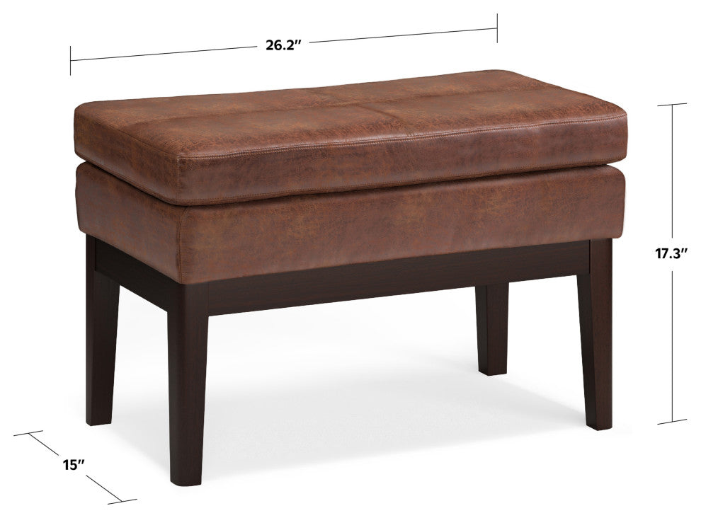 Carlson Small Ottoman Bench, Distressed Saddle Brown