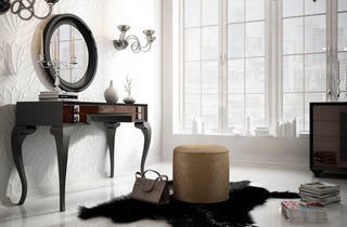 T16 Bedroom Make-up Vanity 55", Black and Brown, Glossy Finish