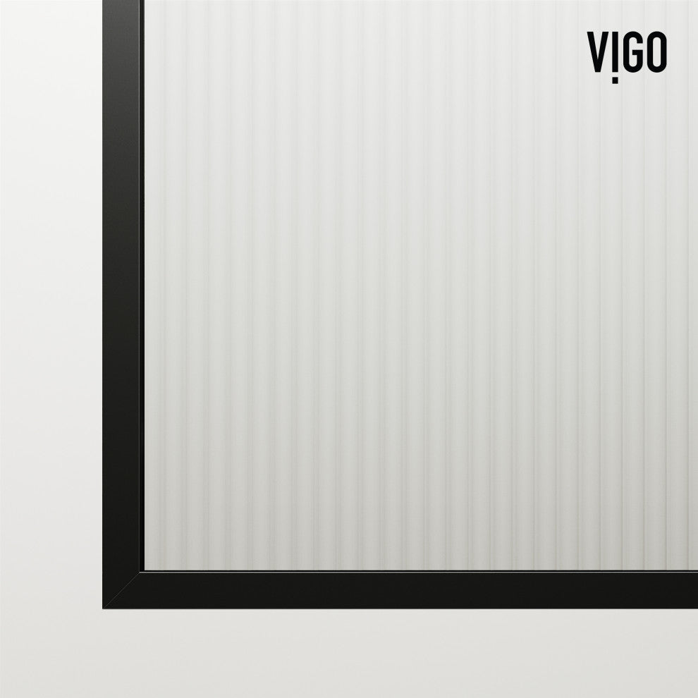 VIGO Zenith Frameless Fixed, Matte Black, Tub Screen, 34" W X 62" H, Fluted Glass