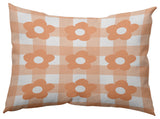 Flowers on Gingham Decorative Throw Pillow, Orange, 14"x20"