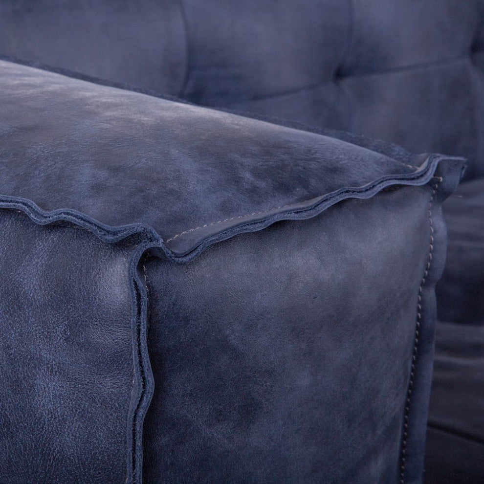Portia Antique Blue Italian Leather Sofa