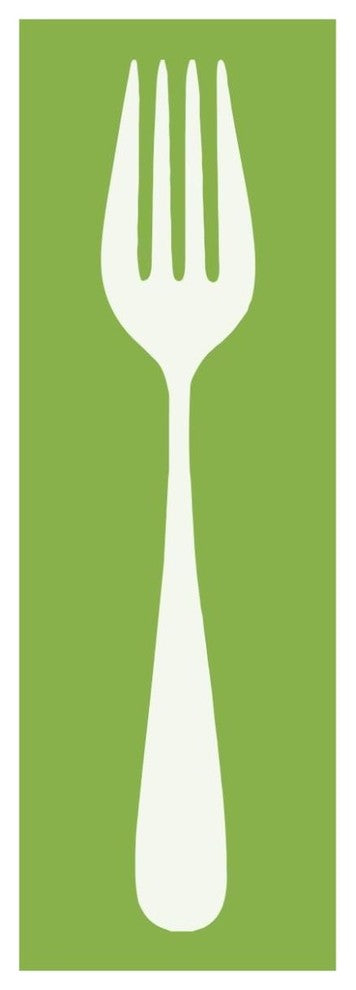 "Mealtime: White on Green - Fork" Digital Paper Print by BG.Studio, 26"x74"