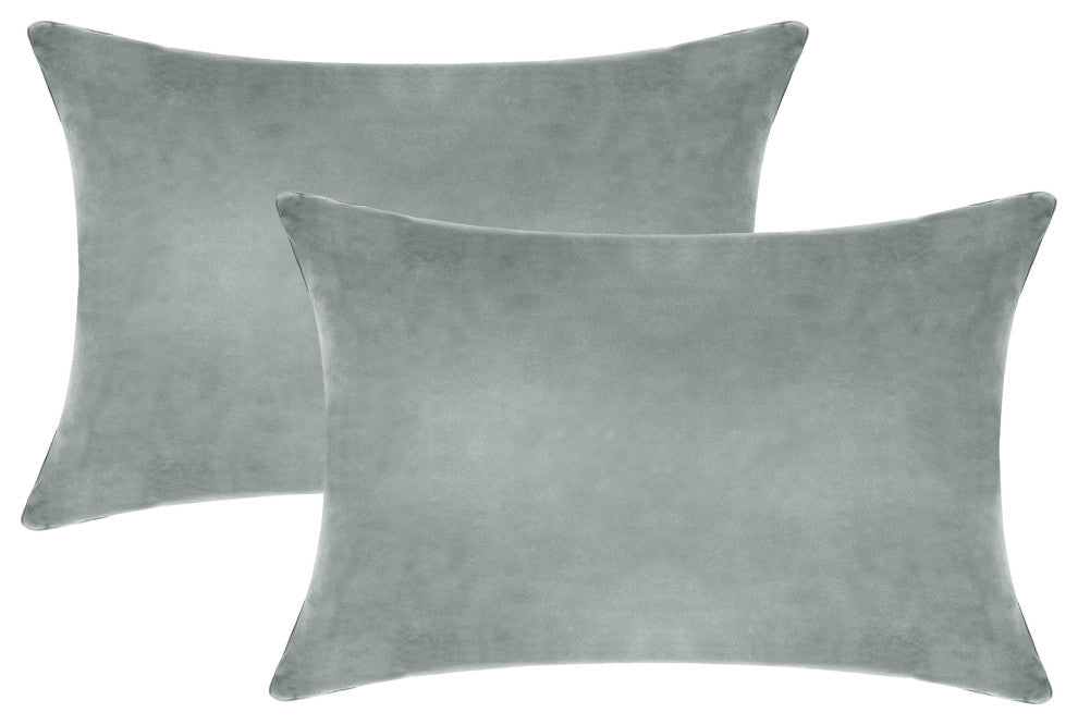 A1HC Soft Velvet Pillow Covers, YKK Zipper, Set of 2, Dove Grey, 12"x20"