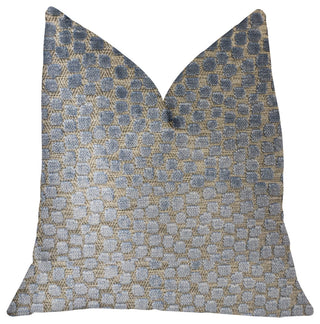 Dusky Gem Blue and Silver Luxury Throw Pillow, 16"x16"