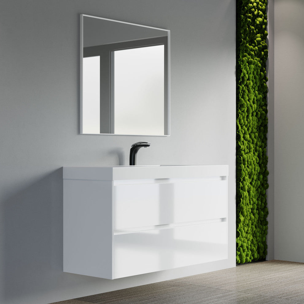 Wright 48" Single Bathroom Vanity Set, Gloss White