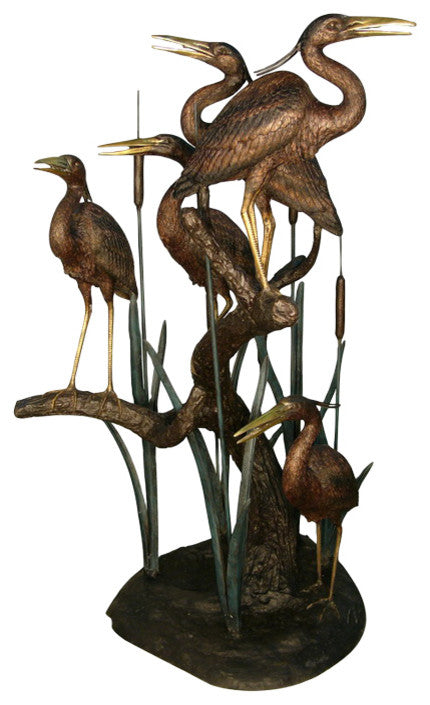 5 Herons in March Fountain, 69" Design