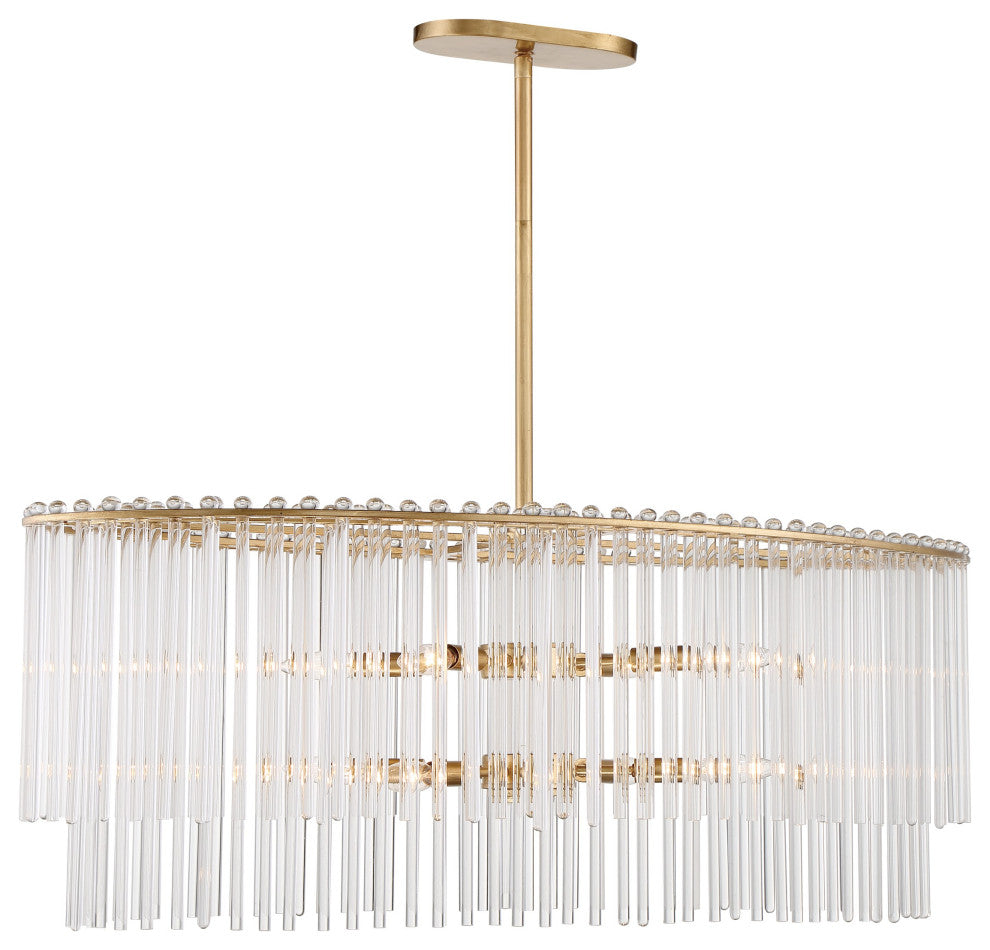 Bleecker 8 Light Chandelier, Antique Gold