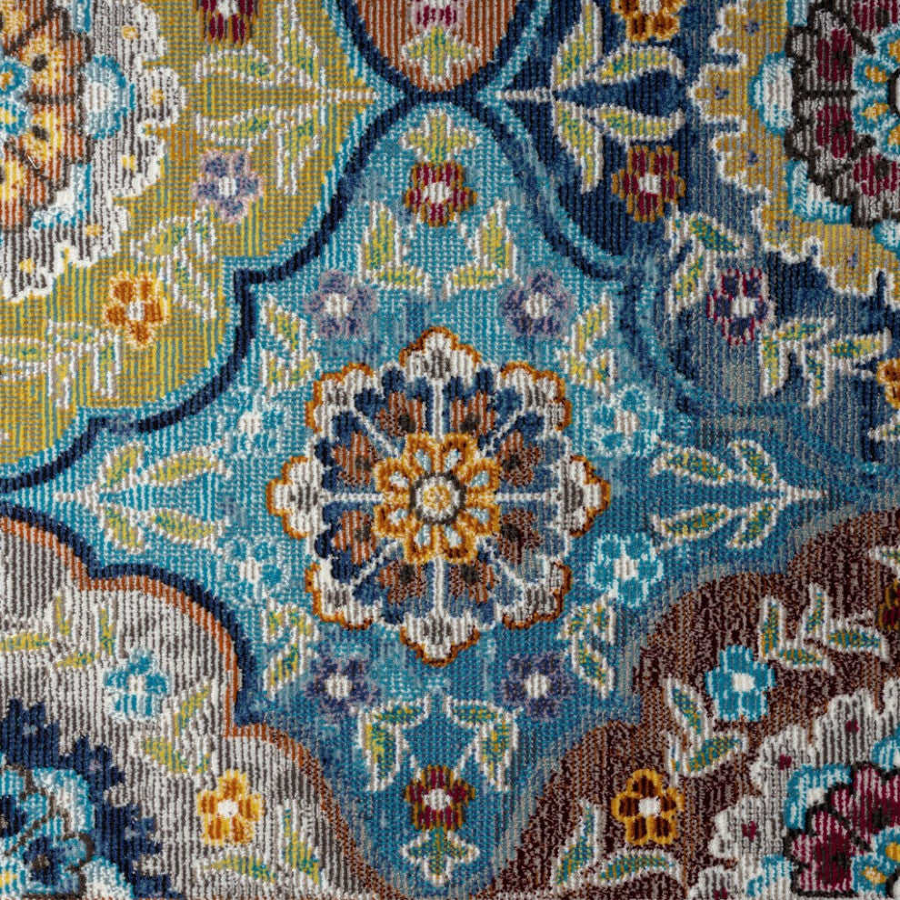 8" x 10" Blue Trellis Mosaic Area Rug