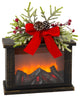 10.8" Lighted Fire Glow Lantern With Floral Accent