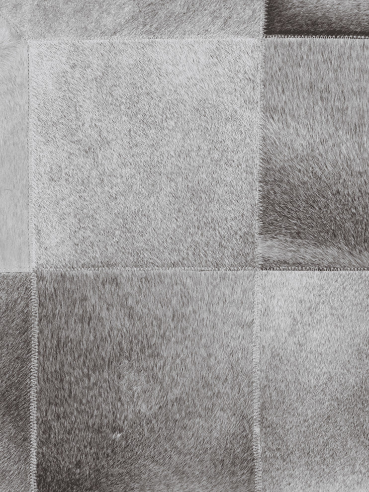 Natural Hide Cowhide Silver Area Rug, 5'x8'