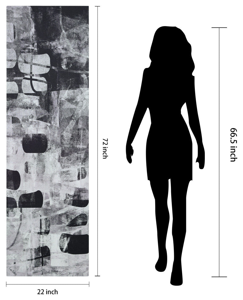 Monochrome Abstract Panel I Black Art on Silver Shagreen Wrapped Canvas Wall Art