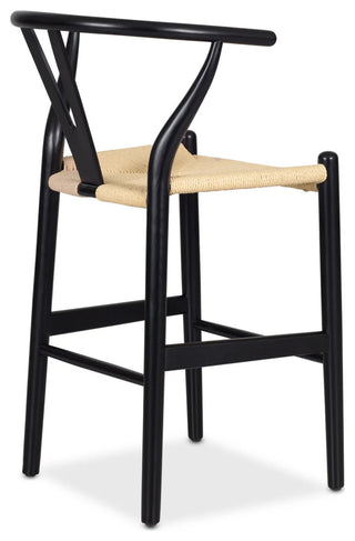 Elite Living (Single) Wishbone Solid Wood Y-Arm Counter Stool, Natural/Black