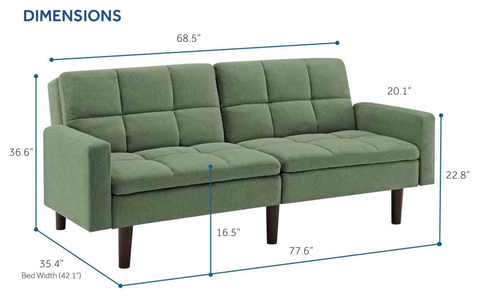 Sealy Kennedy Pillowtop Sofa Convertible, Green