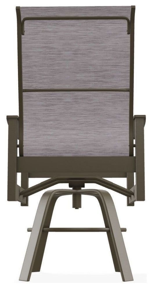 Leeward Sling Balcony Height Outdoor Swivel Armchair, Fossil/Beachwood