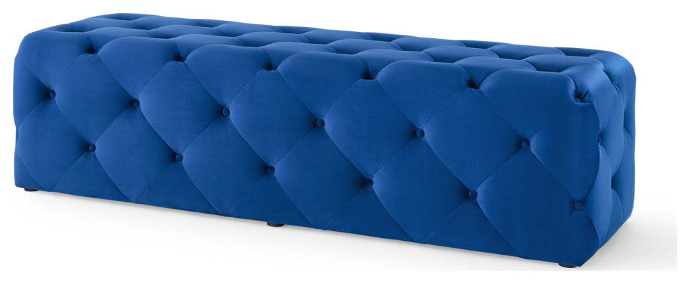 Amour 60" Tufted Button Entryway Performance Velvet Bench-Navy