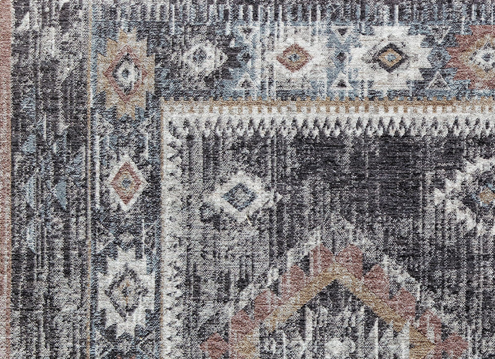 Jade Baltic Black Moroccan Tribal Black Recycled Area Rug, 8'0"x10'0"