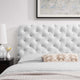 Tufted Headboard, Full Queen Size, Velvet, White, Modern Contemporary, Bedroom