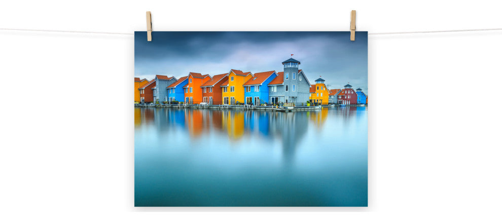 Blue Morning at Waters Edge Groningen Netherlands Wall Art Prints, 18" X 24"